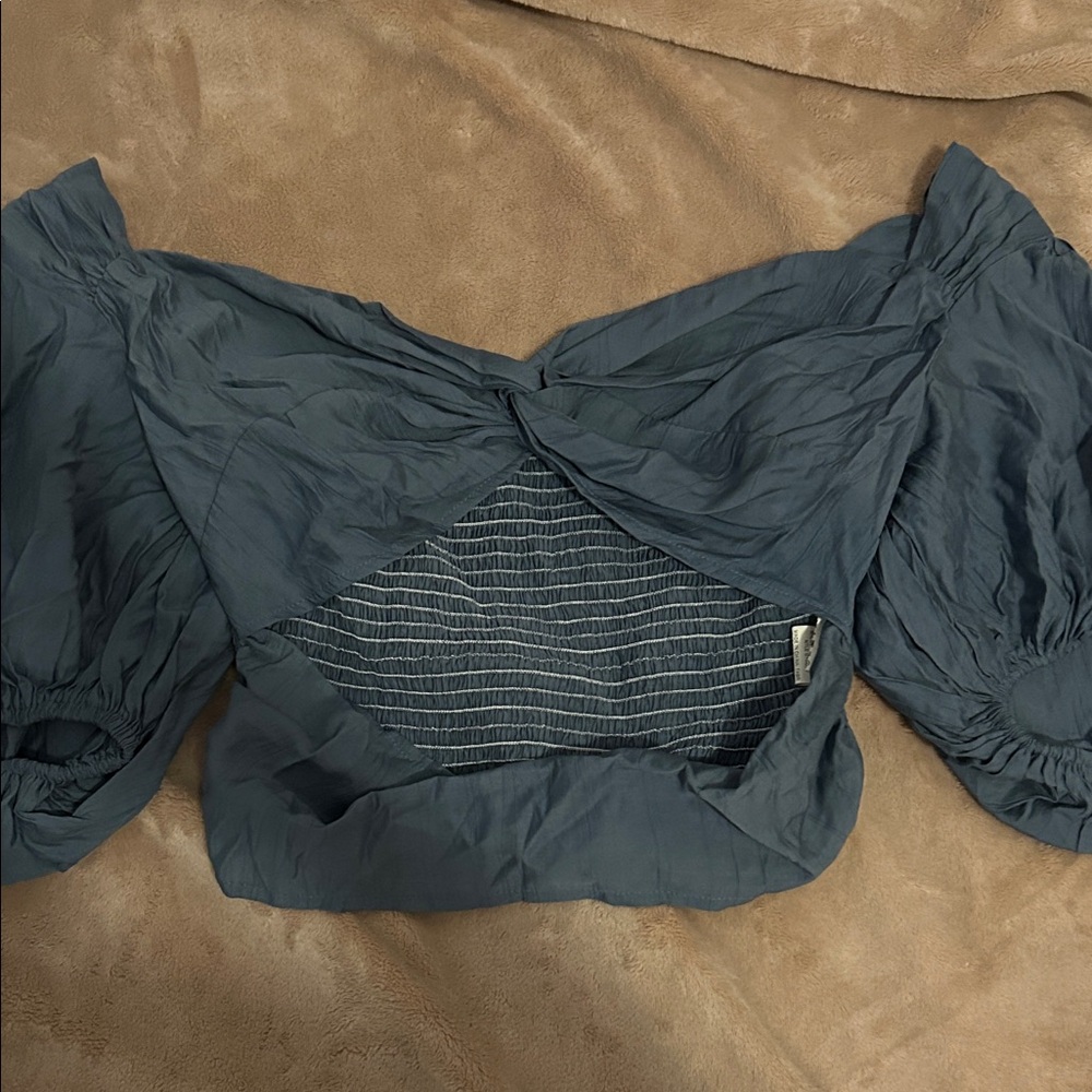 SHEIN Puff Sleeve Blouse in Charcoal